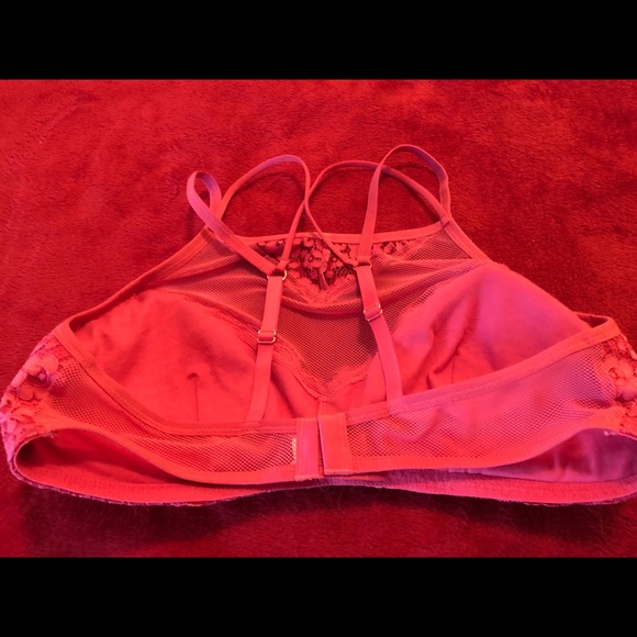 Bright pink, strappy lace bralette - Picture 2 of 3